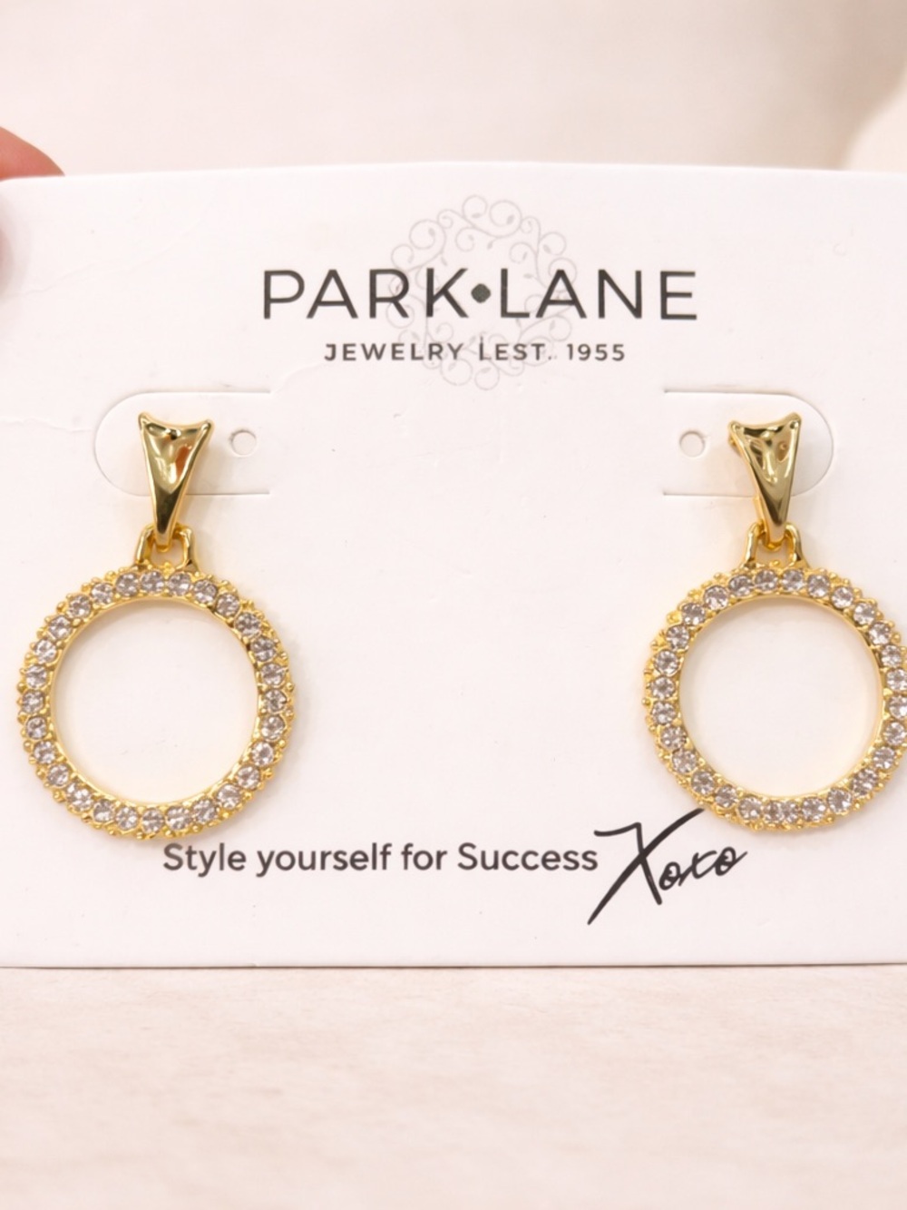 Park Lane Gold Crystal Circle Drop Earrings - Gold SOLD